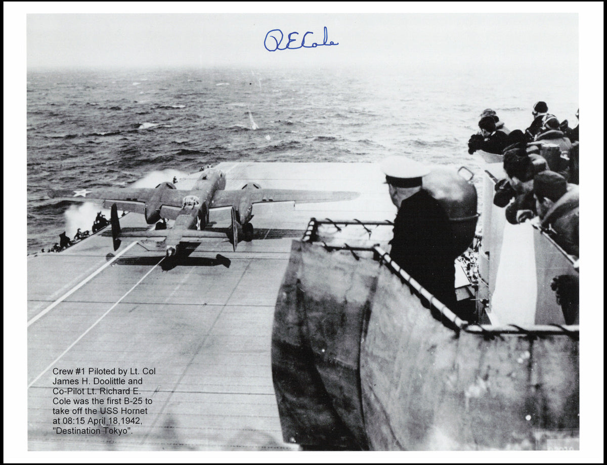 Richard "R.E." Cole Autographed 8x10 Photo WWII Pilot SKU #266896