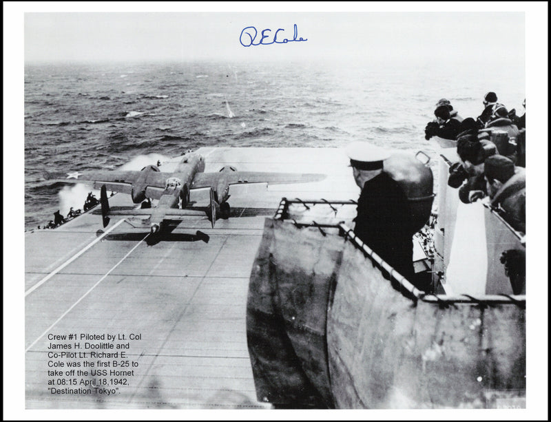 Richard "R.E." Cole Autographed 8x10 Photo WWII Pilot SKU #266896