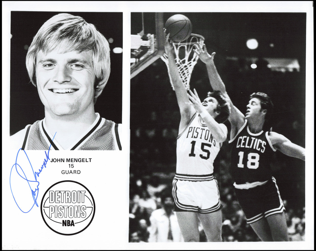 John Mengelt Autographed Team Issued 8x10 Photo Detroit Pistons SKU #266945