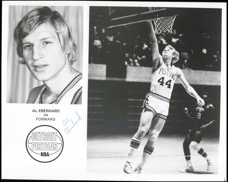 Al Eberhard Autographed Team Issued 8x10 Photo Detroit Pistons SKU #266950