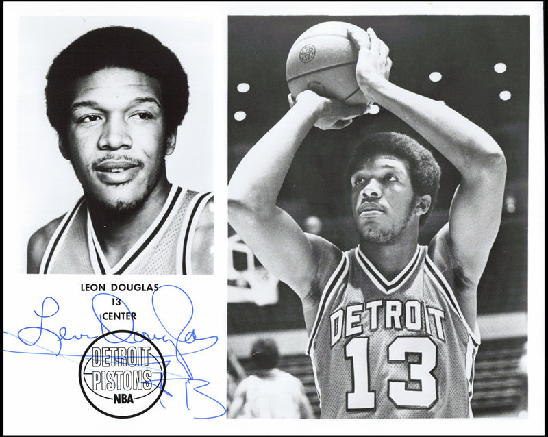 Leon Douglas Autographed Team Issued 8x10 Photo Detroit Pistons SKU #266952