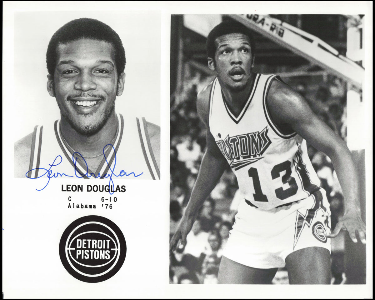 Leon Douglas Autographed Team Issued 8x10 Photo Detroit Pistons SKU #266953