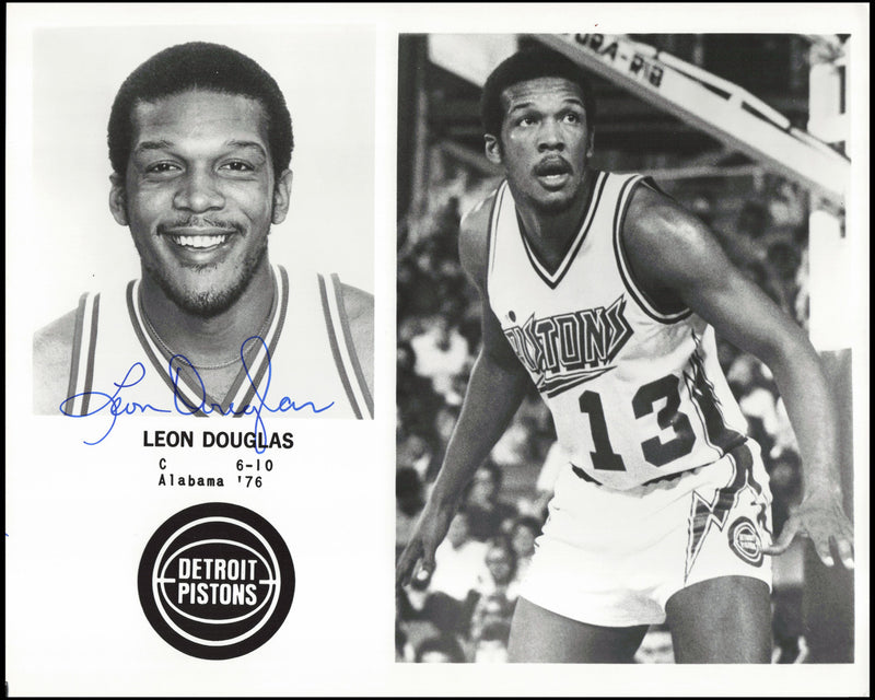 Leon Douglas Autographed Team Issued 8x10 Photo Detroit Pistons SKU #266953