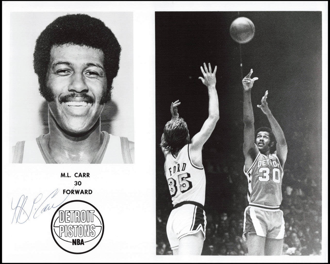 M.L. Carr Autographed Team Issued 8x10 Photo Detroit Pistons SKU #266955