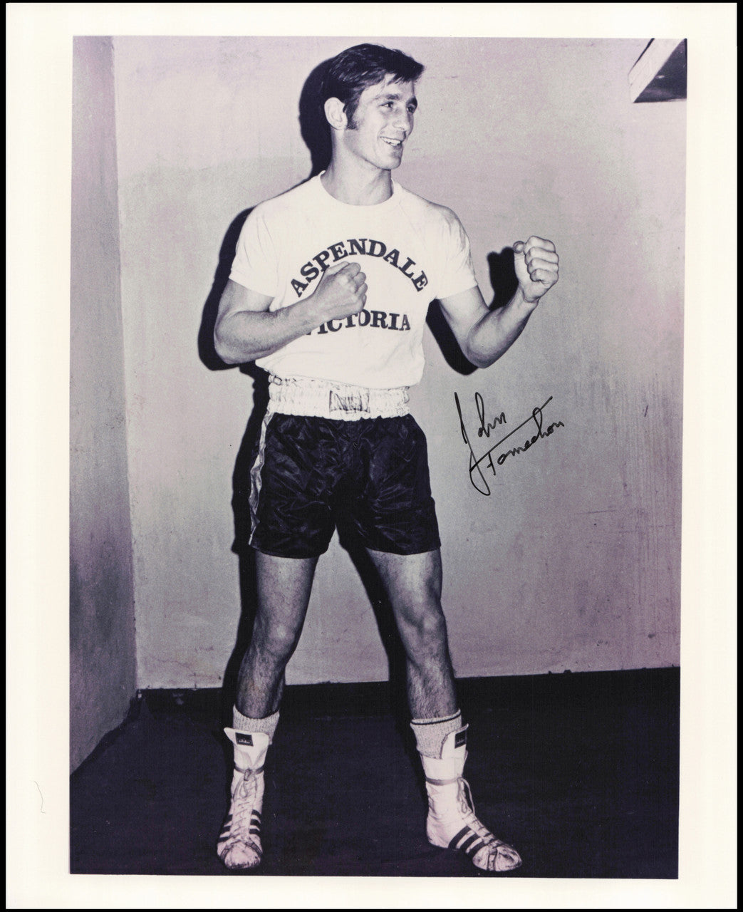 Johnny Famechon Autographed 8x10 Photo SKU #266970