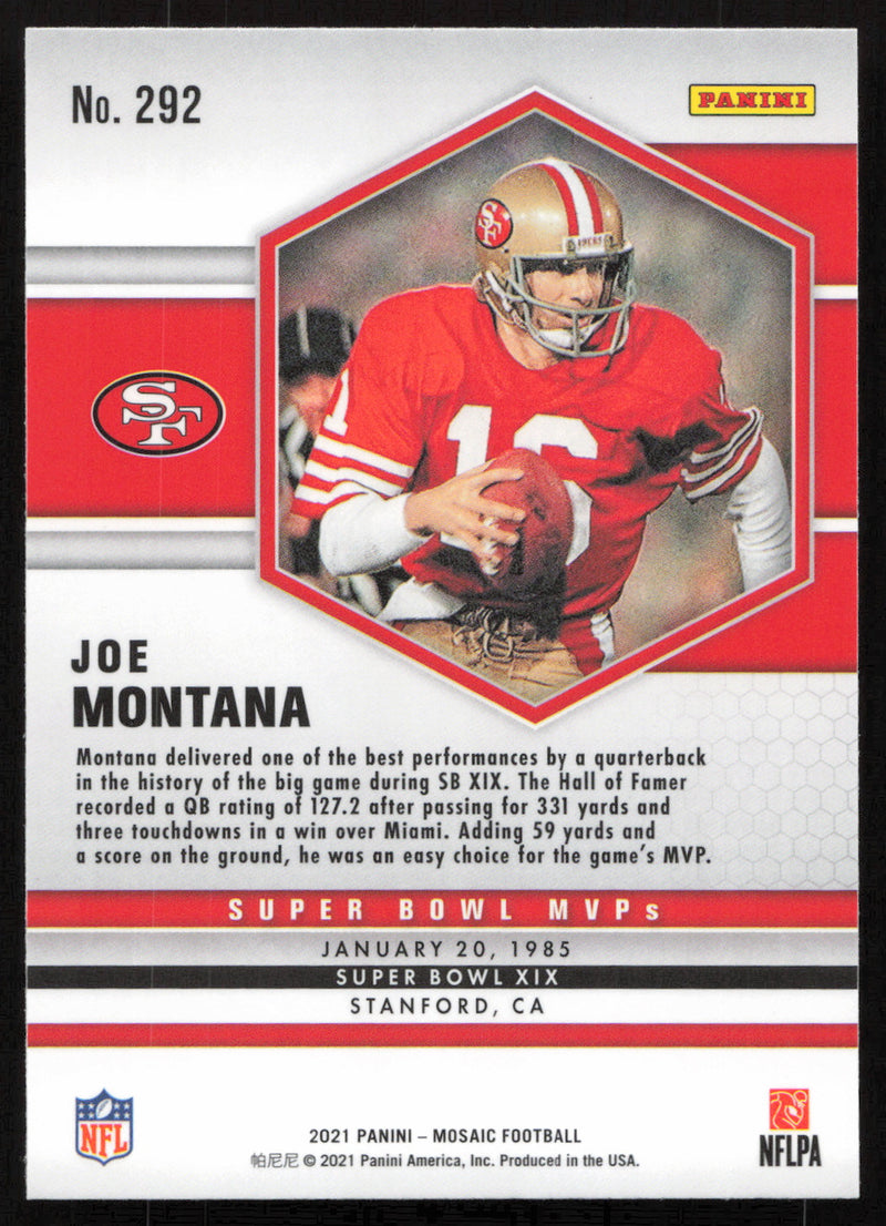 Joe Montana Autographed 2021 Panini Mosaic Card San Francisco 49ers SKU #267015
