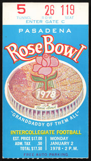 Unsigned 1978 Rose Bowl Ticket Stub Washington vs. Michigan SKU #267030