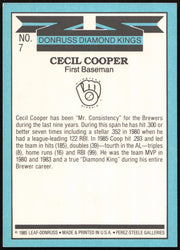 Cecil Cooper Autographed 1986 Donruss 5x7" Diamond Kings Card Milwaukee Brewers SKU #267033