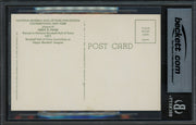 Satchel Paige Autographed Hall of Fame HOF Plaque Postcard Negro Leagues Beckett BAS #19929738