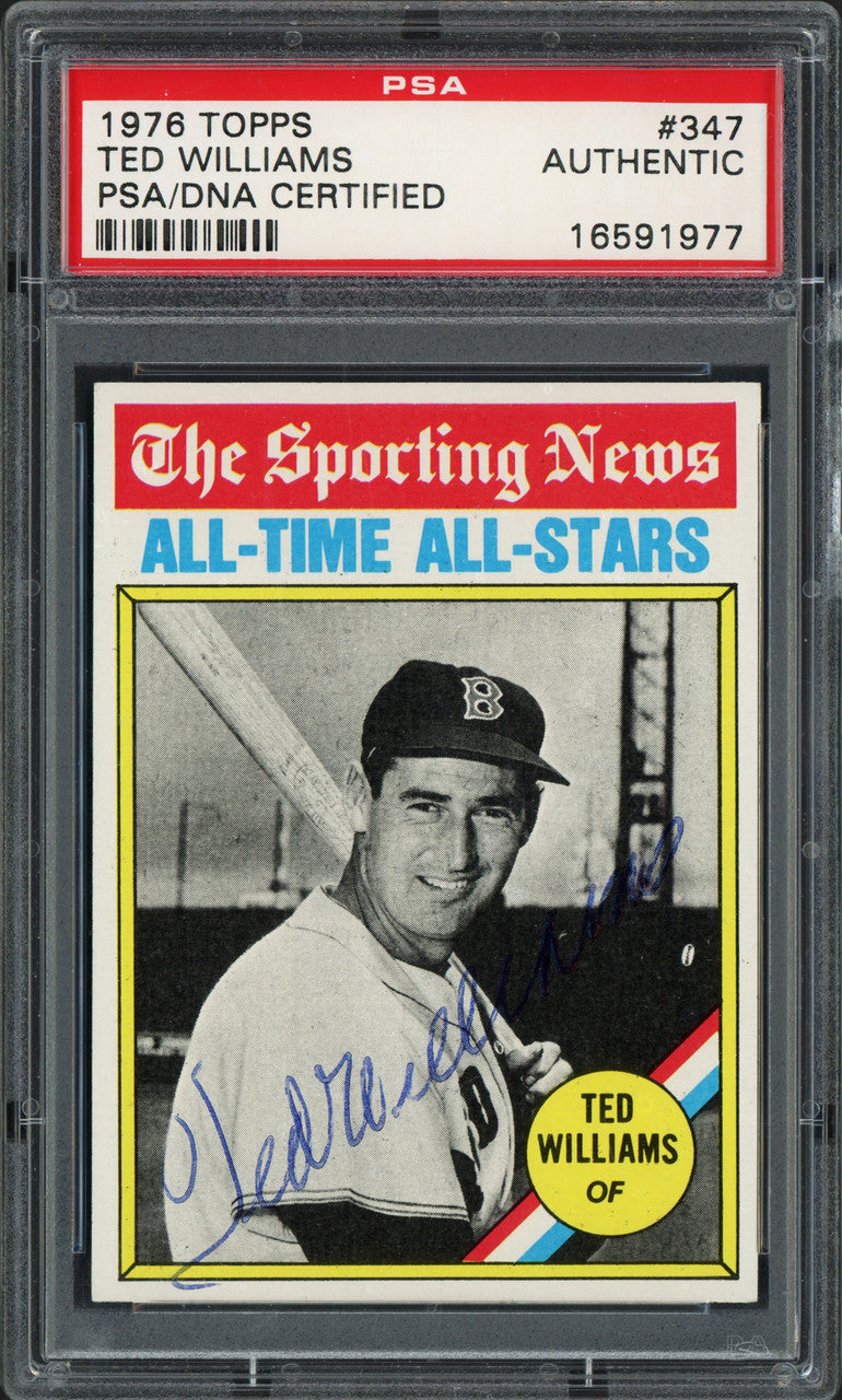Ted Williams Autographed 1976 Topps Card #347 Boston Red Sox PSA/DNA #16591977