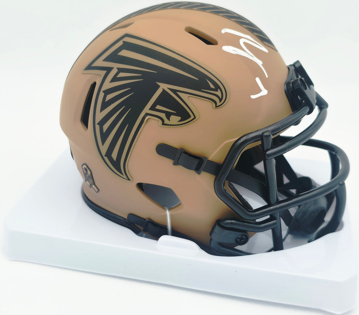 Bijan Robinson Autographed Atlanta Falcons Salute to Service Speed Mini Helmet Beckett BAS Witness #1W878980