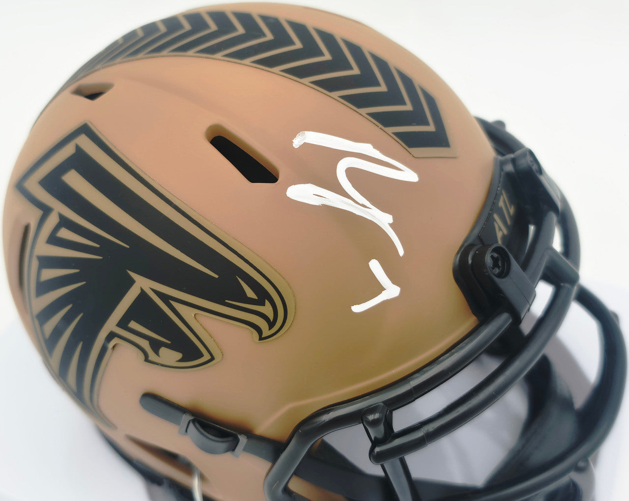 Bijan Robinson Autographed Atlanta Falcons Salute to Service Speed Mini Helmet Beckett BAS Witness #1W878980