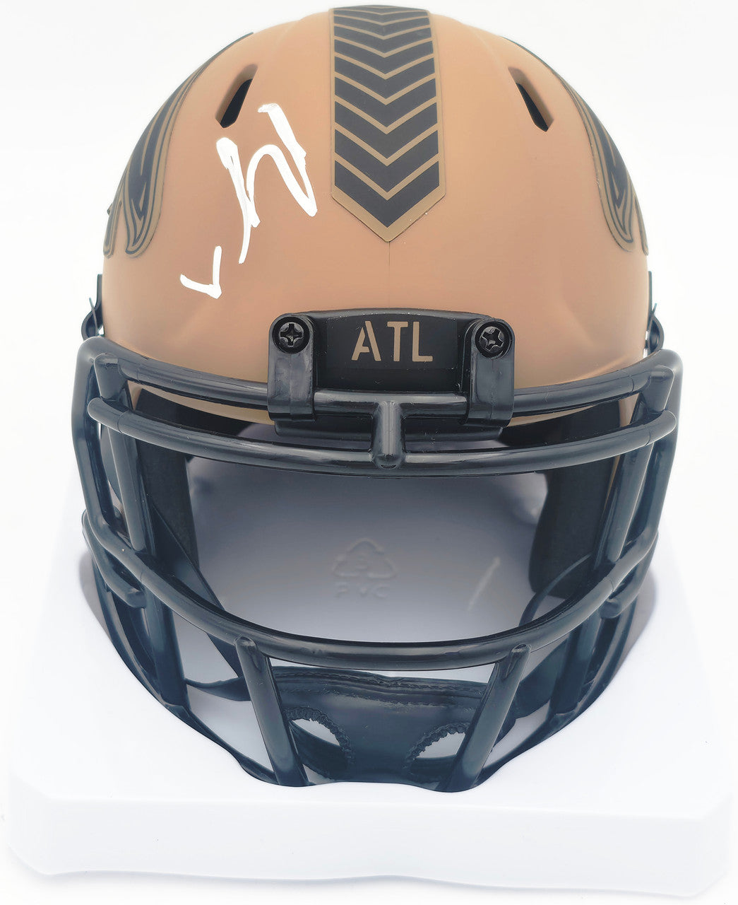 Bijan Robinson Autographed Atlanta Falcons Salute to Service Speed Mini Helmet Beckett BAS Witness #1W878980