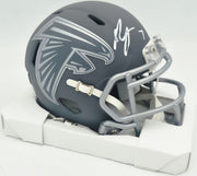 Bijan Robinson Autographed Atlanta Falcons Slate Gray Speed Mini Helmet Beckett BAS Witness #1W878917