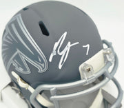 Bijan Robinson Autographed Atlanta Falcons Slate Gray Speed Mini Helmet Beckett BAS Witness #1W878917