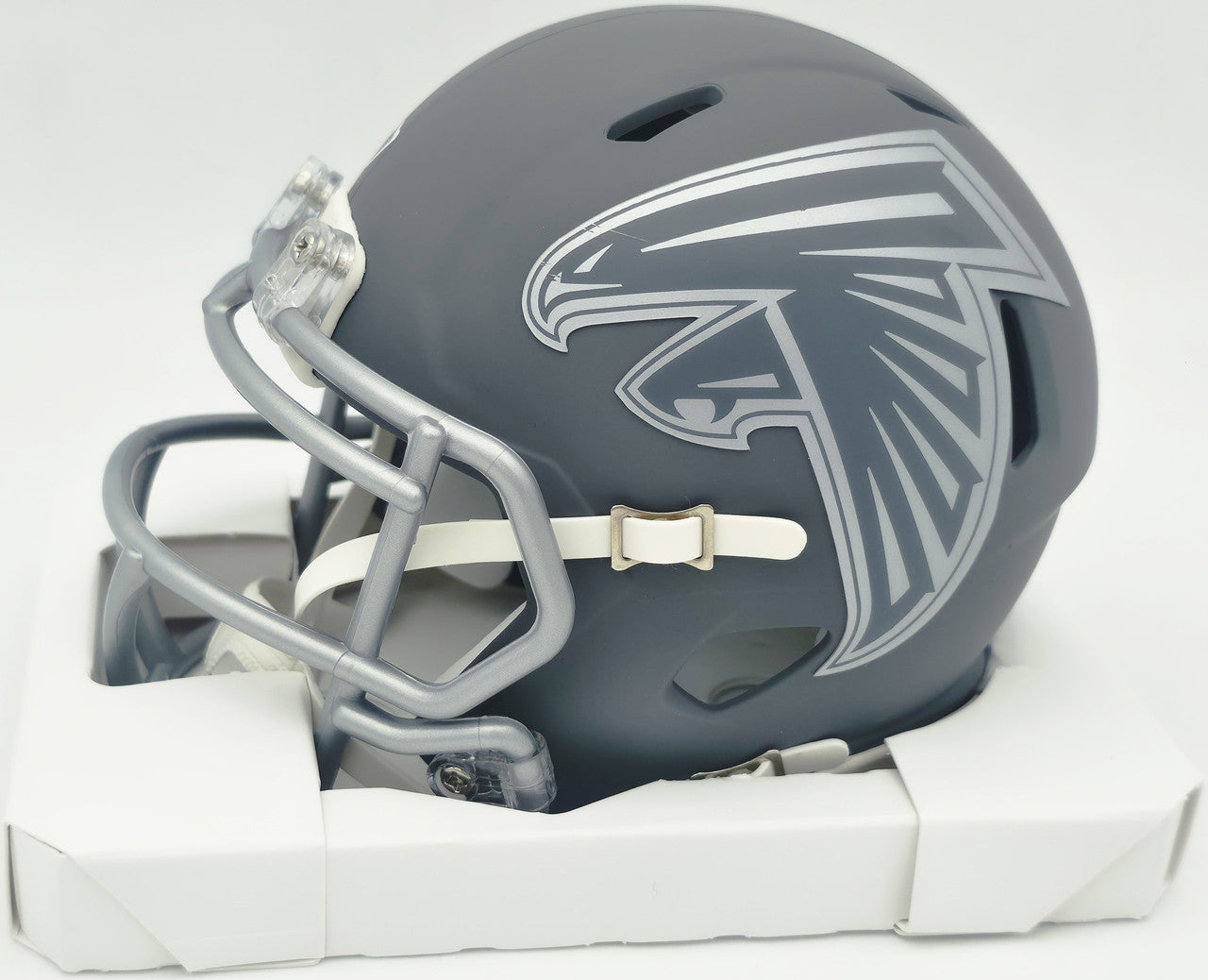 Bijan Robinson Autographed Atlanta Falcons Slate Gray Speed Mini Helmet Beckett BAS Witness #1W878917