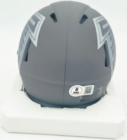 Bijan Robinson Autographed Atlanta Falcons Slate Gray Speed Mini Helmet Beckett BAS Witness #1W878917