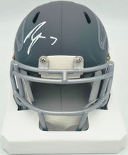 Bijan Robinson Autographed Atlanta Falcons Slate Gray Speed Mini Helmet Beckett BAS Witness #1W878902