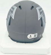 Bijan Robinson Autographed Atlanta Falcons Slate Gray Speed Mini Helmet Beckett BAS Witness #1W878902