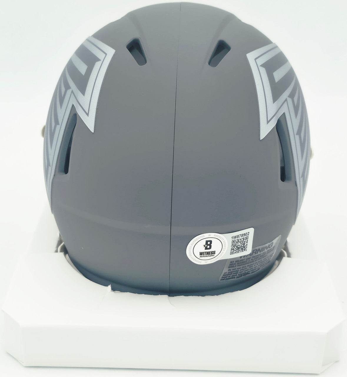 Bijan Robinson Autographed Atlanta Falcons Slate Gray Speed Mini Helmet Beckett BAS Witness #1W878902