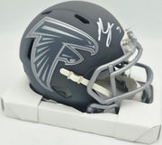 Bijan Robinson Autographed Atlanta Falcons Slate Gray Speed Mini Helmet Beckett BAS Witness #1W878899