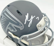 Bijan Robinson Autographed Atlanta Falcons Slate Gray Speed Mini Helmet Beckett BAS Witness #1W878899