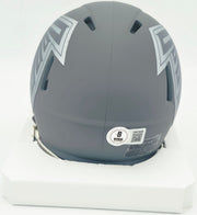 Bijan Robinson Autographed Atlanta Falcons Slate Gray Speed Mini Helmet Beckett BAS Witness #1W878899