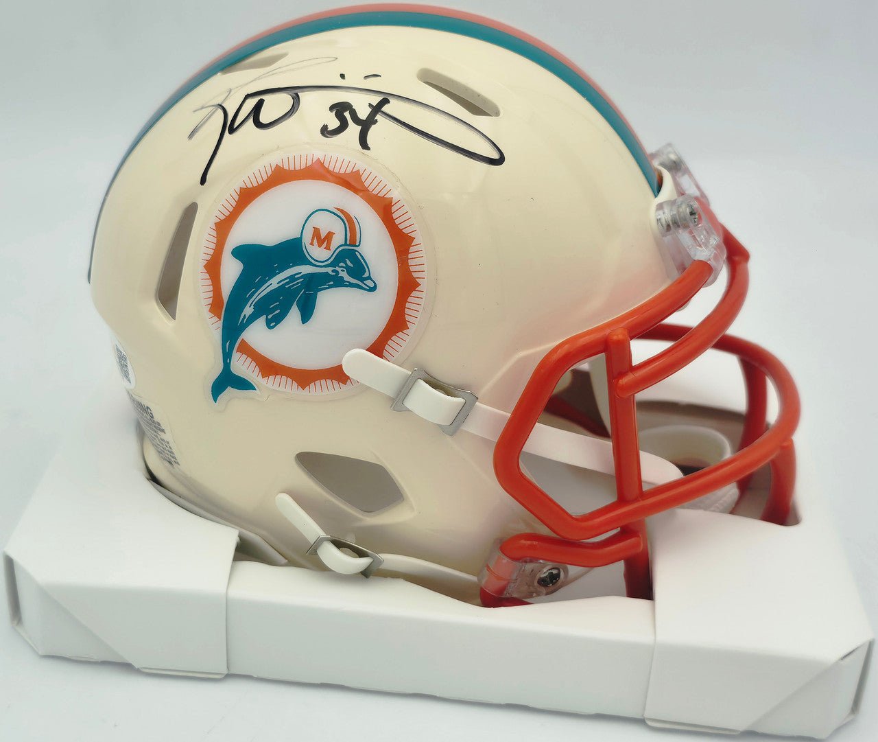 Ricky Williams Autographed Miami Dolphins Cream Retro Speed Mini Helmet JSA Witness #WC621438