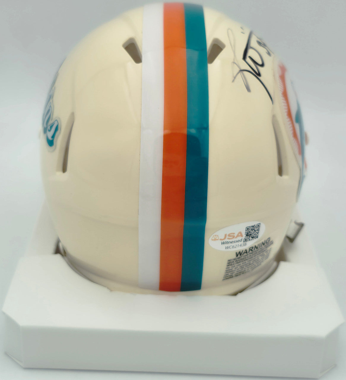 Ricky Williams Autographed Miami Dolphins Cream Retro Speed Mini Helmet JSA Witness #WC621438