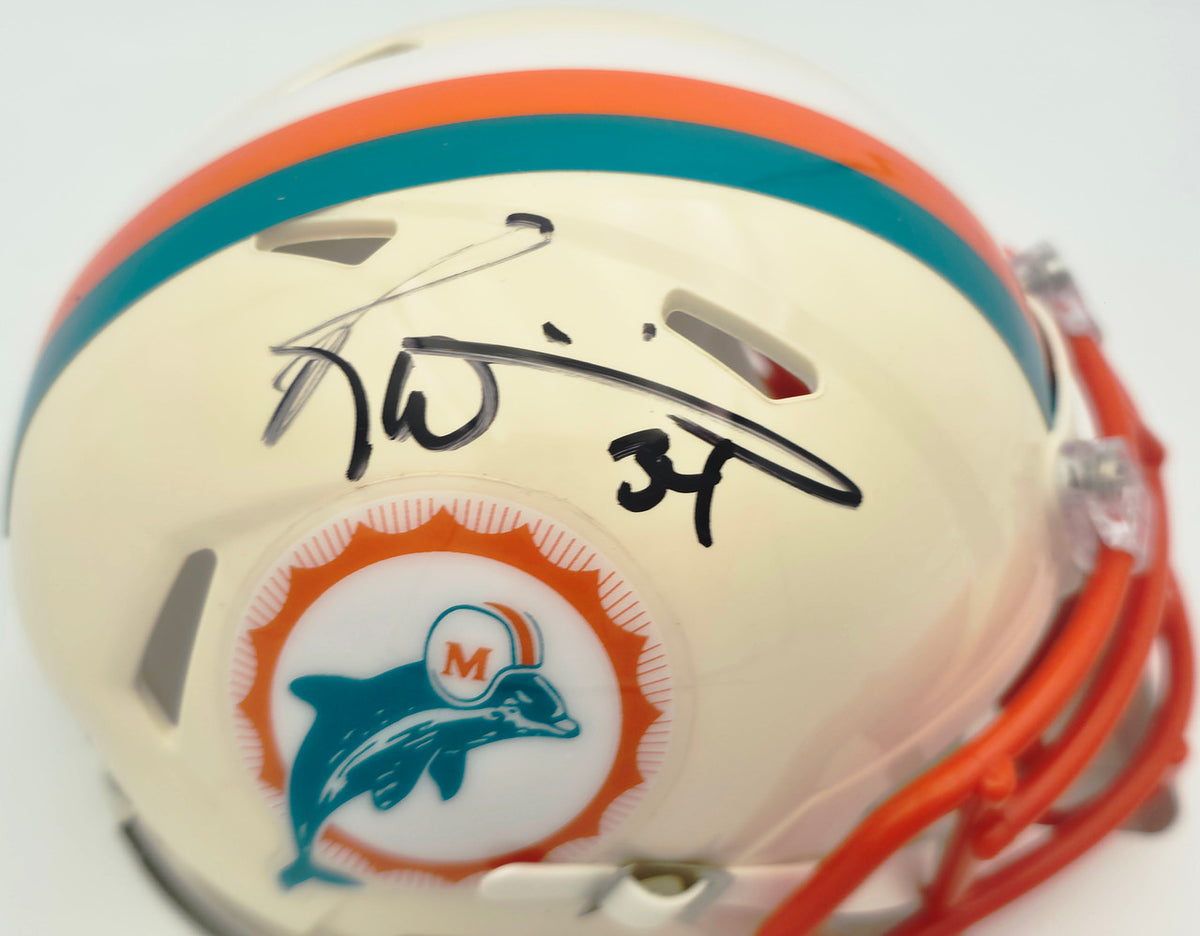Ricky Williams Autographed Miami Dolphins Cream Retro Speed Mini Helmet JSA Witness #WC621386