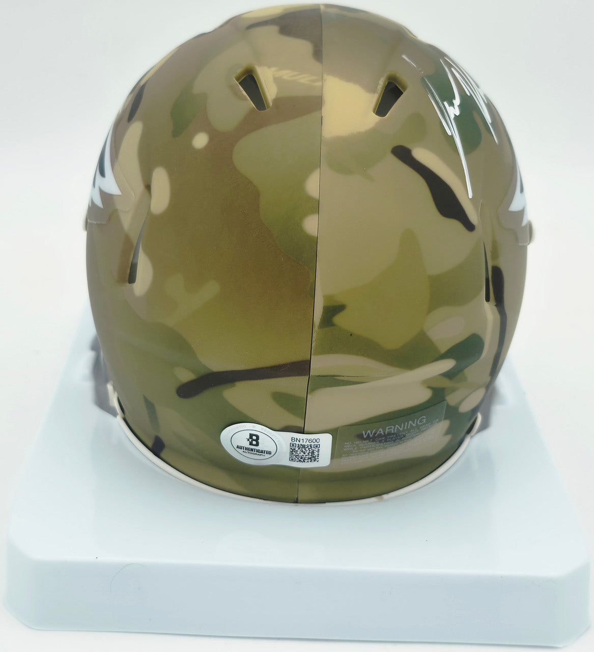 Jason Kelce Autographed Philadelphia Eagles Camo Speed Mini Helmet Beckett BAS QR #BN17600