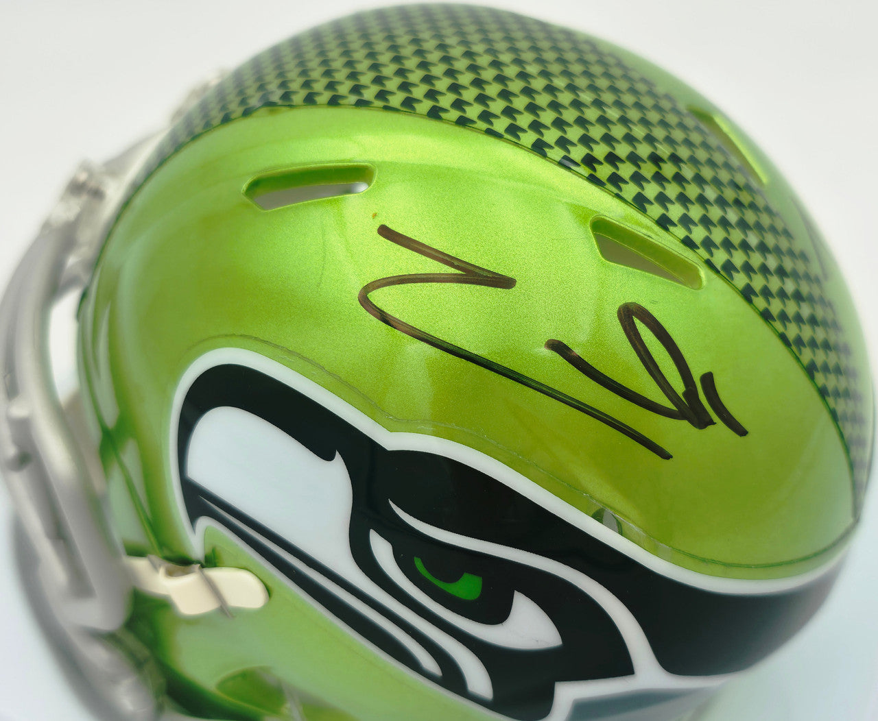 Zach Charbonnet Autographed Seattle Seahawks Flash Green Speed Mini Helmet (Signed Twice) MCS Holo #101979