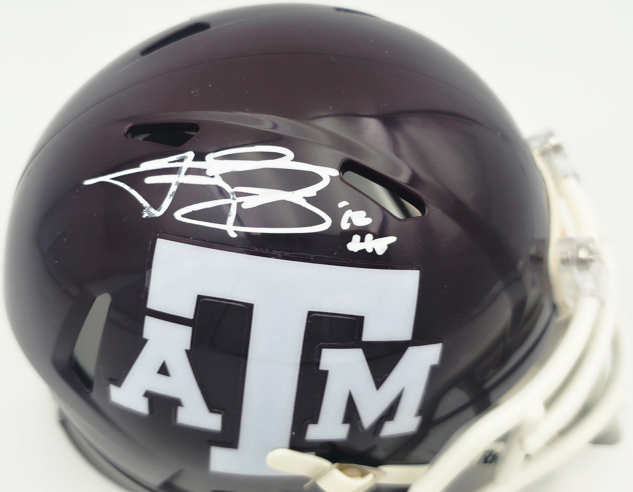 Johnny Manziel Autographed Texas A&M Aggies Maroon Speed Mini Helmet "12 HT" Beckett BAS Witness #3W319922