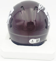 Johnny Manziel Autographed Texas A&M Aggies Maroon Speed Mini Helmet "12 HT" Beckett BAS Witness #3W319924