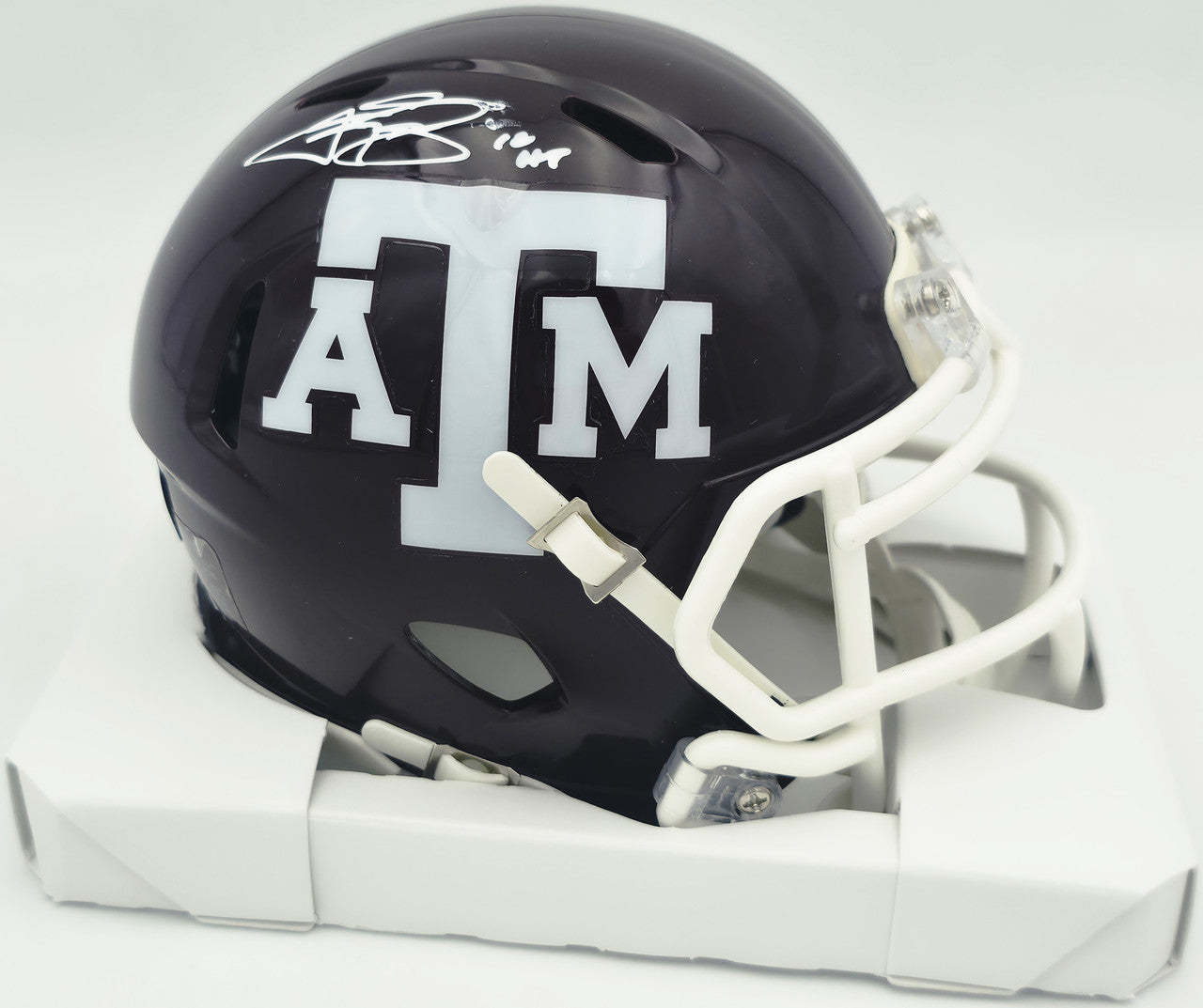 Johnny Manziel Autographed Texas A&M Aggies Maroon Speed Mini Helmet "12 HT" Beckett BAS Witness #3W319941