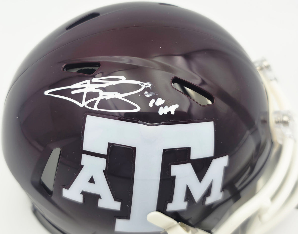Johnny Manziel Autographed Texas A&M Aggies Maroon Speed Mini Helmet "12 HT" Beckett BAS Witness #3W319941