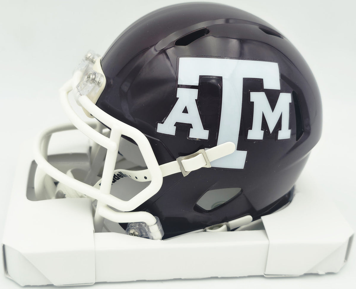 Johnny Manziel Autographed Texas A&M Aggies Maroon Speed Mini Helmet "12 HT" Beckett BAS Witness #3W319941