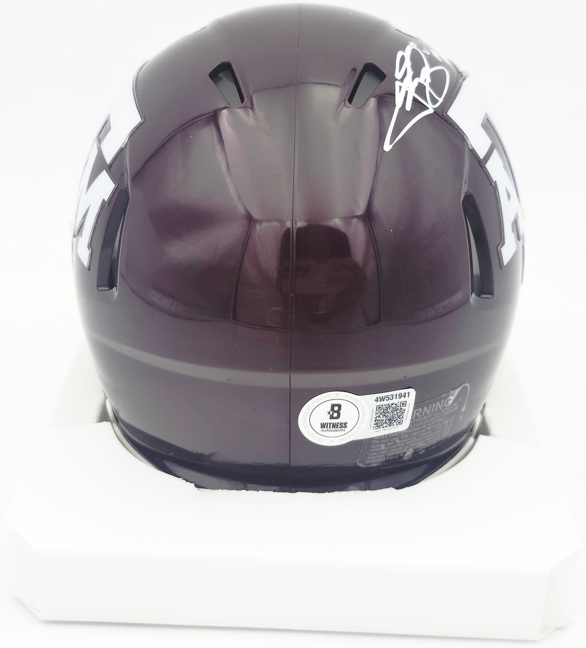 Johnny Manziel Autographed Texas A&M Aggies Maroon Speed Mini Helmet "12 HT" Beckett BAS Witness #3W319941