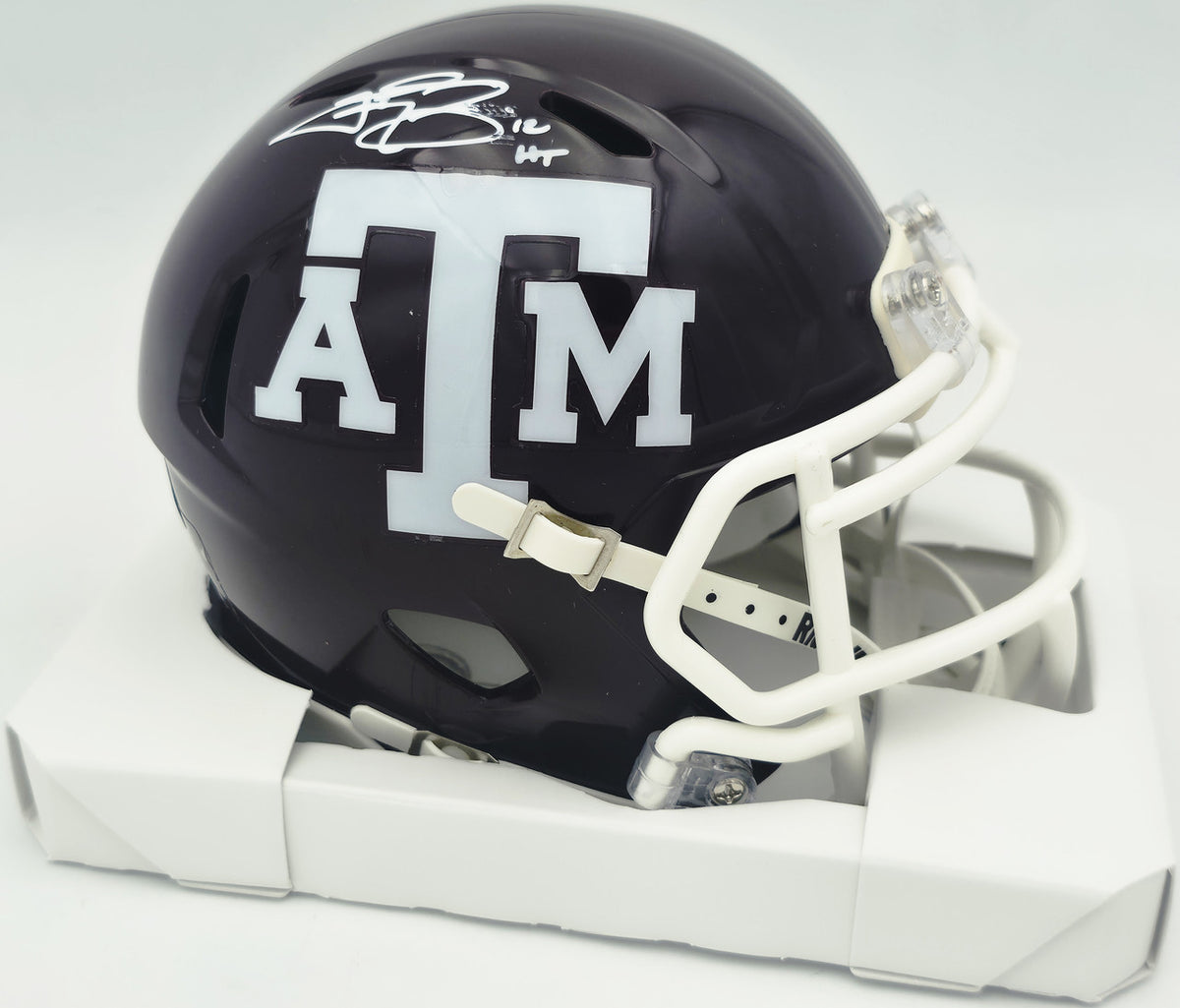 Johnny Manziel Autographed Texas A&M Aggies Maroon Speed Mini Helmet "12 HT" Beckett BAS Witness #3W319944
