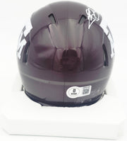 Johnny Manziel Autographed Texas A&M Aggies Maroon Speed Mini Helmet "12 HT" Beckett BAS Witness #3W319944