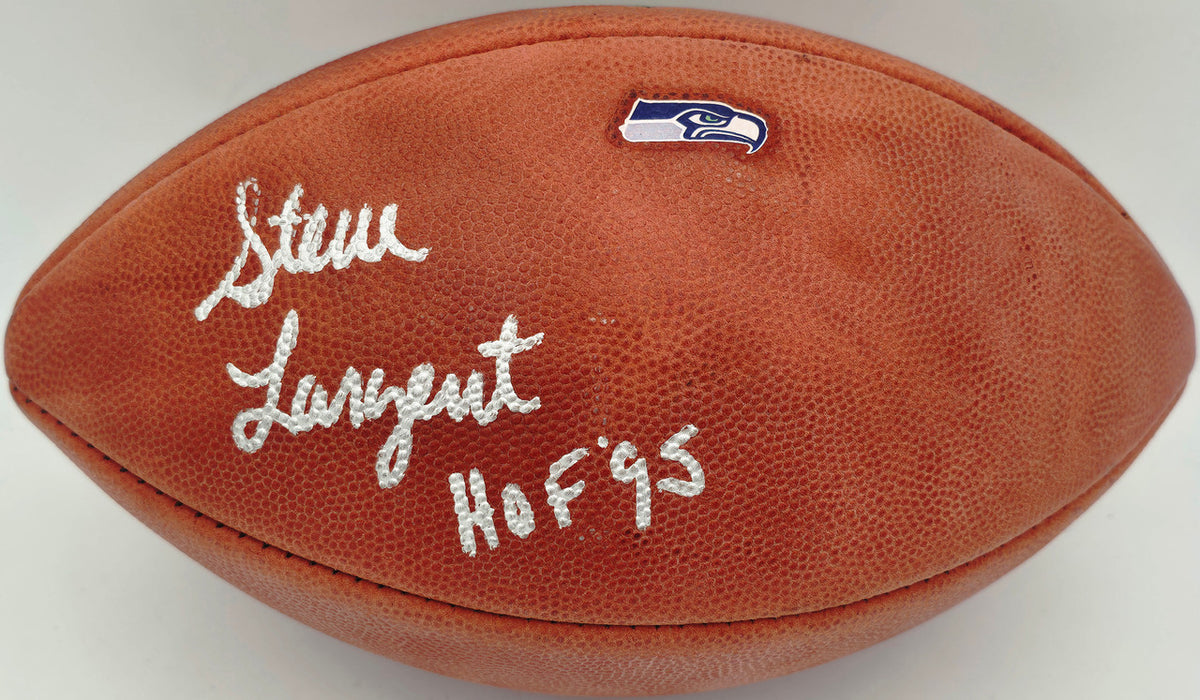 Steve Largent Autographed Official NFL Leather Football Seattle Seahawks "HOF 95" MCS Holo #102017