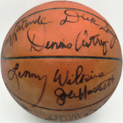 1978-79 NBA Champion Seattle Supersonics Team Autographed Wilson O'Brien Basketball With 14 Signatures Including Dennis Johnson & Gus Williams Beckett BAS #AG020331