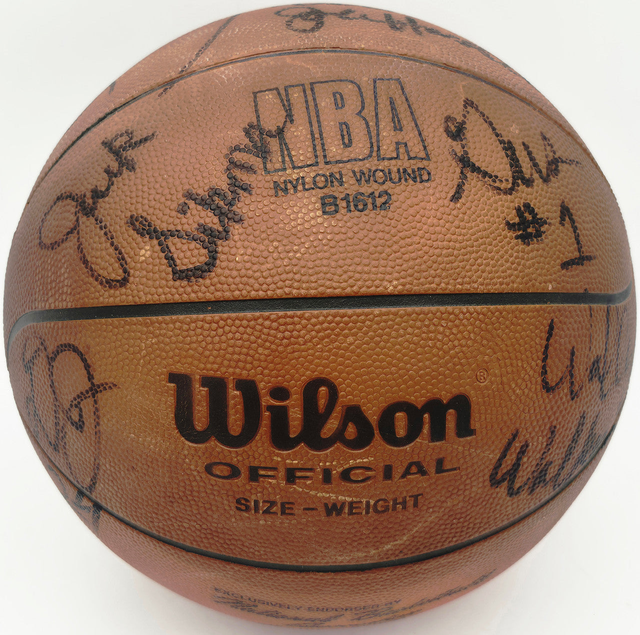 1978-79 NBA Champion Seattle Supersonics Team Autographed Wilson O'Brien Basketball With 14 Signatures Including Dennis Johnson & Gus Williams Beckett BAS #AG020331