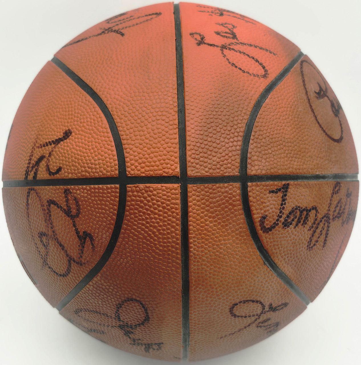 1978-79 NBA Champion Seattle Supersonics Team Autographed Wilson O'Brien Basketball With 14 Signatures Including Dennis Johnson & Gus Williams Beckett BAS #AG020331