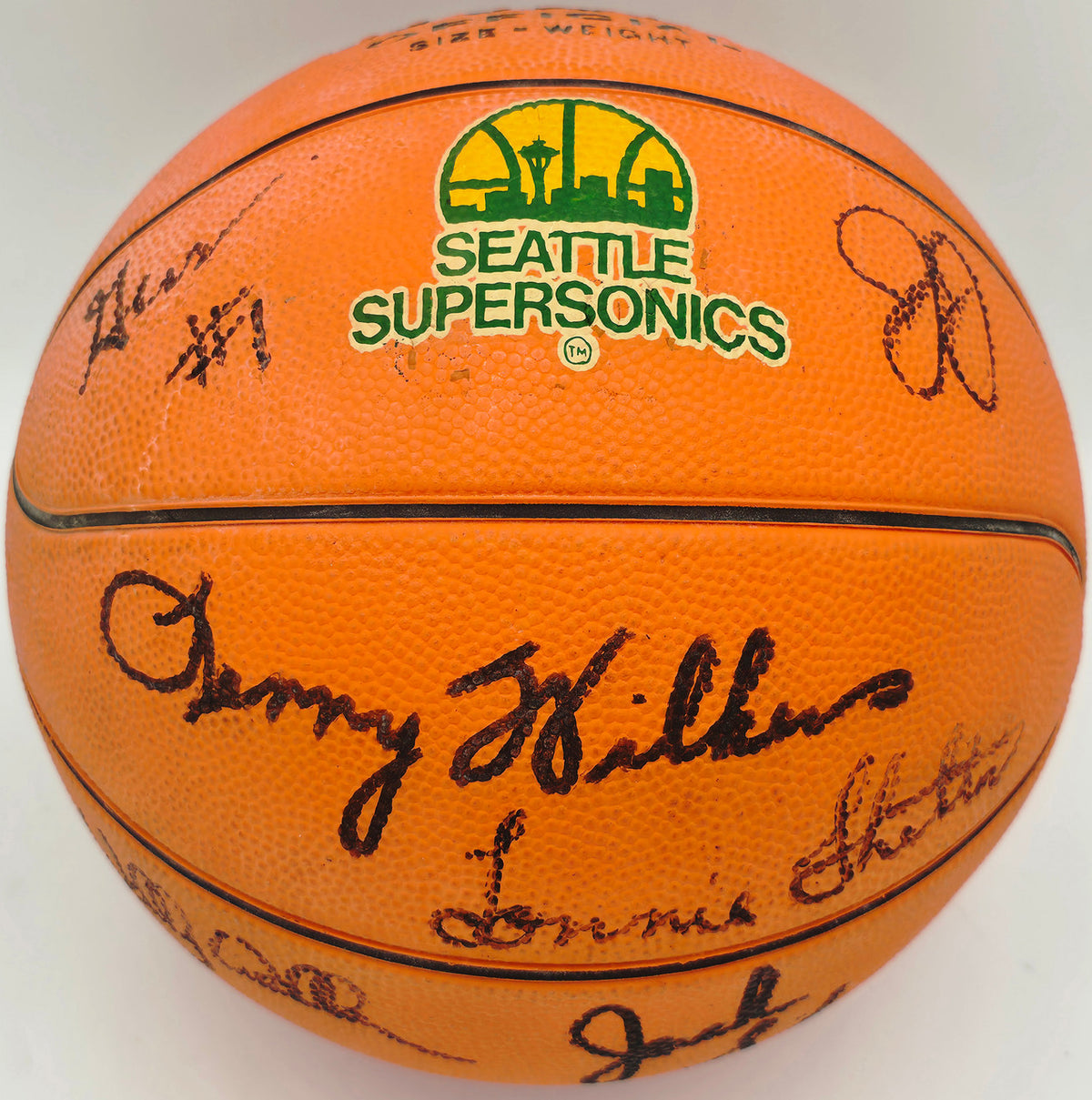 1979-80 Seattle Supersonics Team Autographed Wilson Basketball With 13 Signatures Including Dennis Johnson & Gus Williams Beckett BAS #AG020318