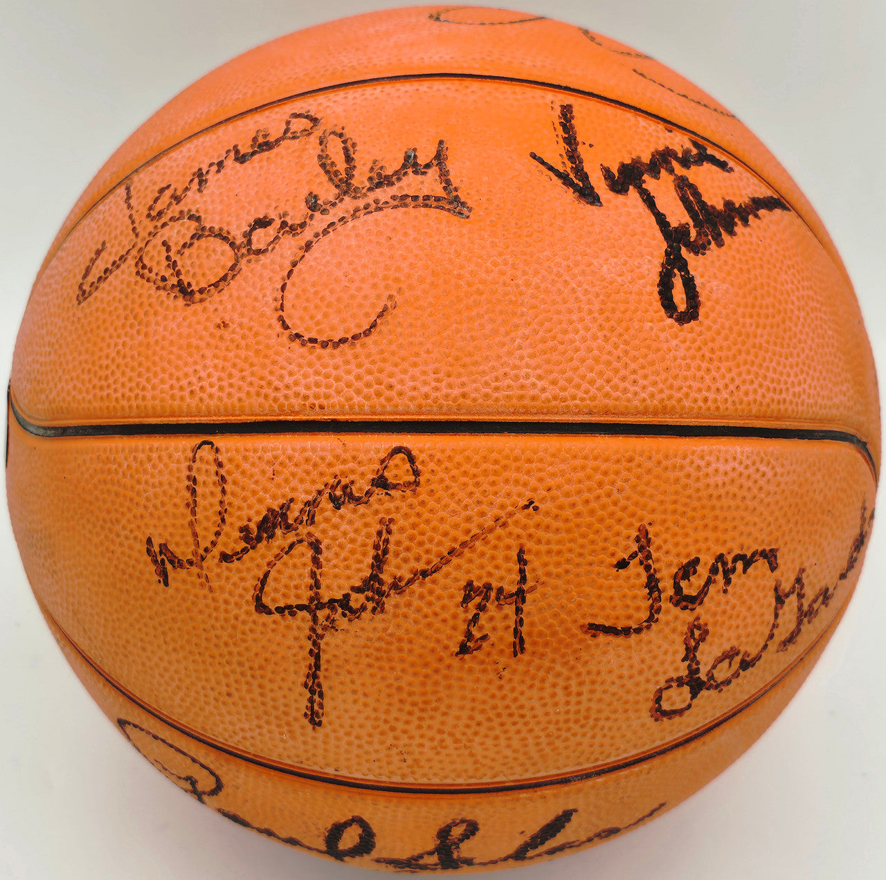 1979-80 Seattle Supersonics Team Autographed Wilson Basketball With 13 Signatures Including Dennis Johnson & Gus Williams Beckett BAS #AG020318