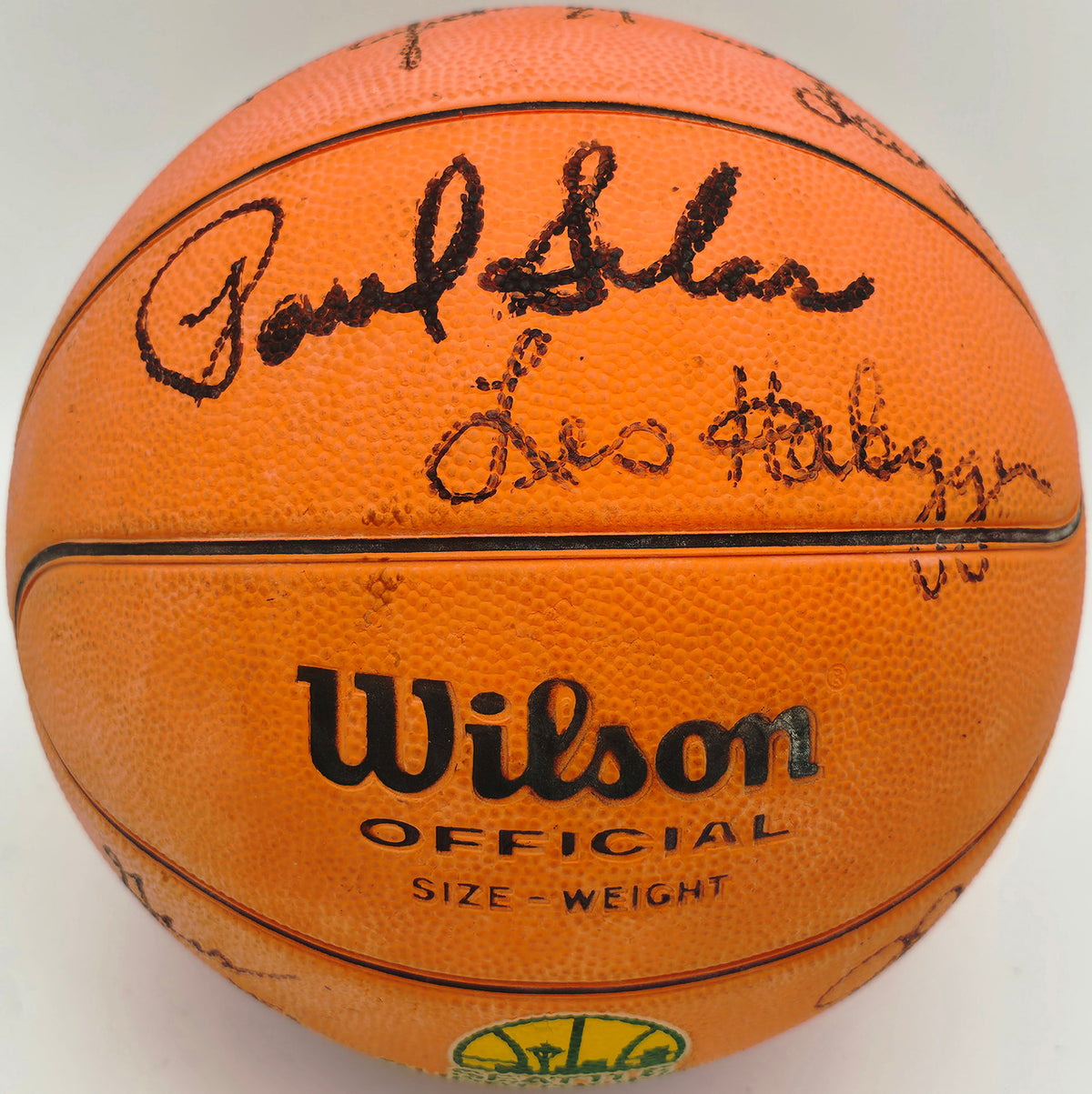 1979-80 Seattle Supersonics Team Autographed Wilson Basketball With 13 Signatures Including Dennis Johnson & Gus Williams Beckett BAS #AG020318