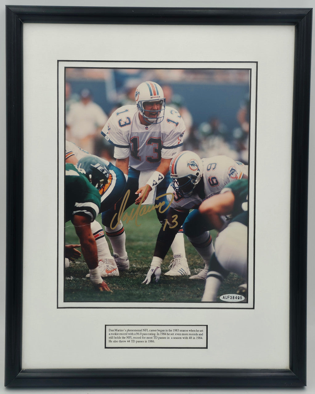 Dan Marino Autographed Framed 8x10 Photo Miami Dolphins UDA Holo #AUF38495