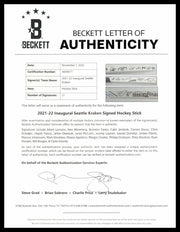 2021-22 Seattle Kraken Inaugural Team Autographed Hockey Stick With 21 Signatures Beckett BAS #AE49011