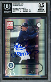 Ichiro Suzuki Autographed 2001 Donruss Elite Rookie Card #195 Seattle Mariners BGS 8.5 Auto Grade Gem Mint 10 "01 ROY/MVP" #297/1000 Beckett BAS #20520239